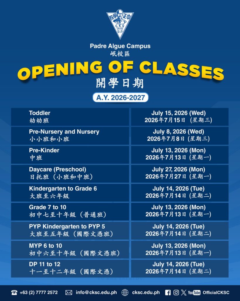OPENING OF CLASSES – PADRE ALGUE CAMPUS